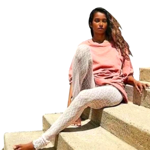 Free People Intimately Layered In Lace Leggings In Ivory NWT Size Small - Picture 8 of 14